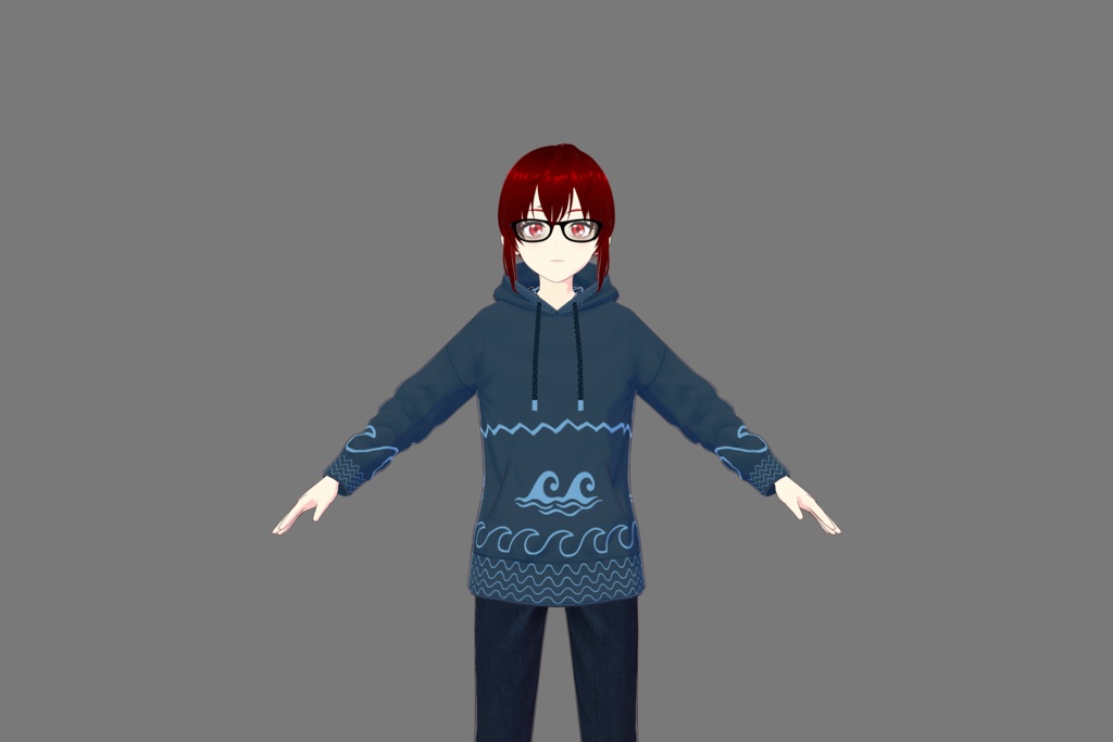 Blue "Water" Vroid Hoodie