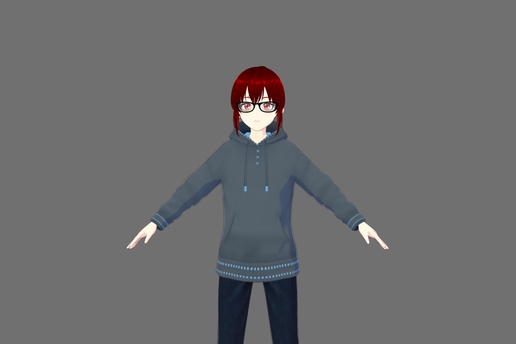 Steel Blue Vroid Hoodie