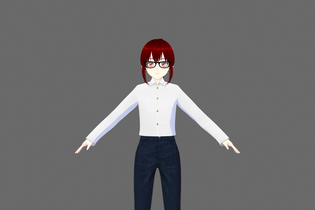 White Vroid Shirt with Gold Buttons