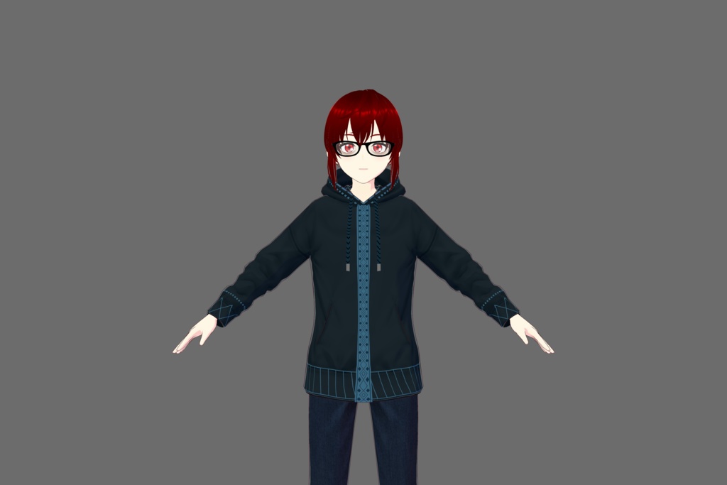 Navy Blue Vroid Hoodie