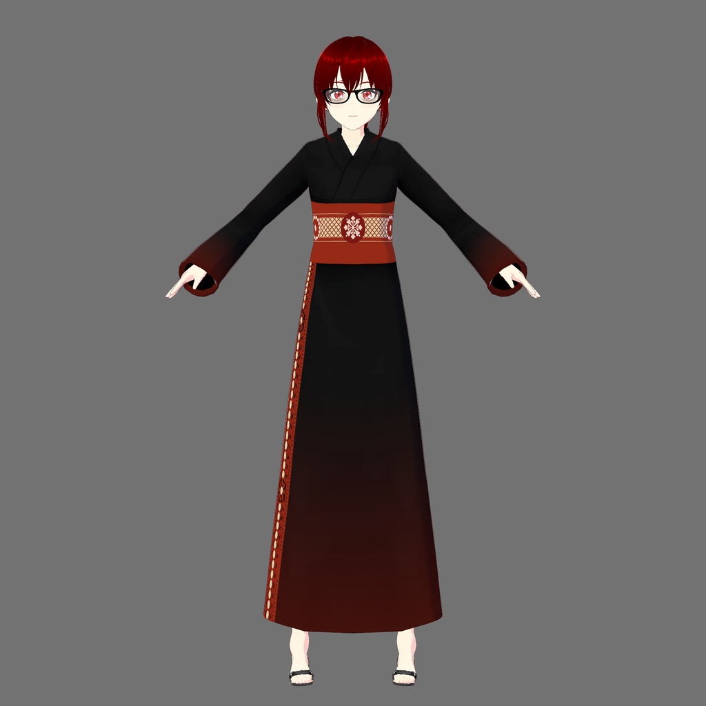 Black/Red Vroid Gradient Kimono