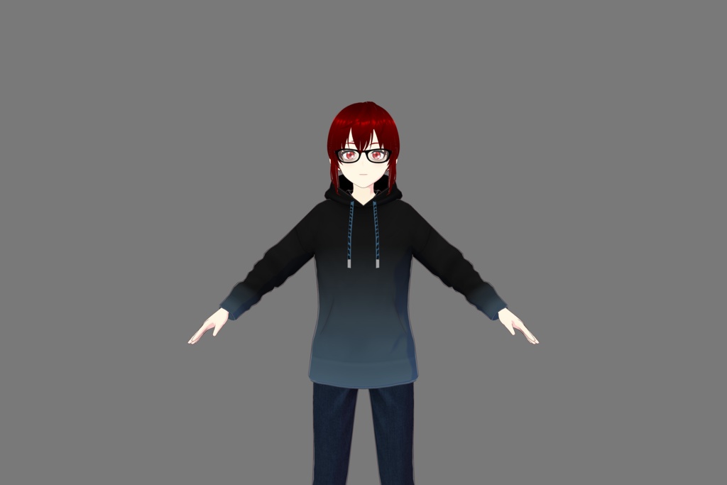 Black/Blue Gradient Vroid Hoodie