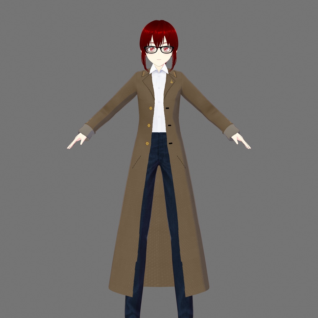 Tan Vroid Trench-Coat