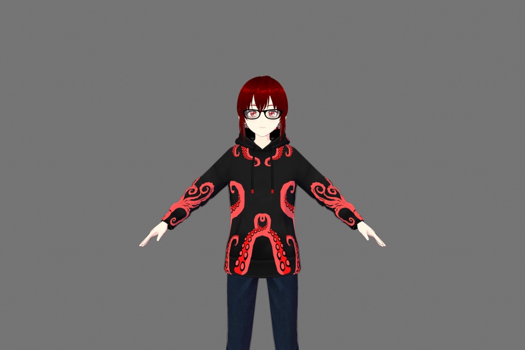 Red/Black Squid Vroid Hoodie