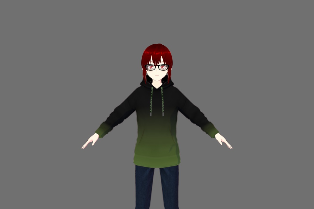 Black/Green Gradient Vroid Hoodie