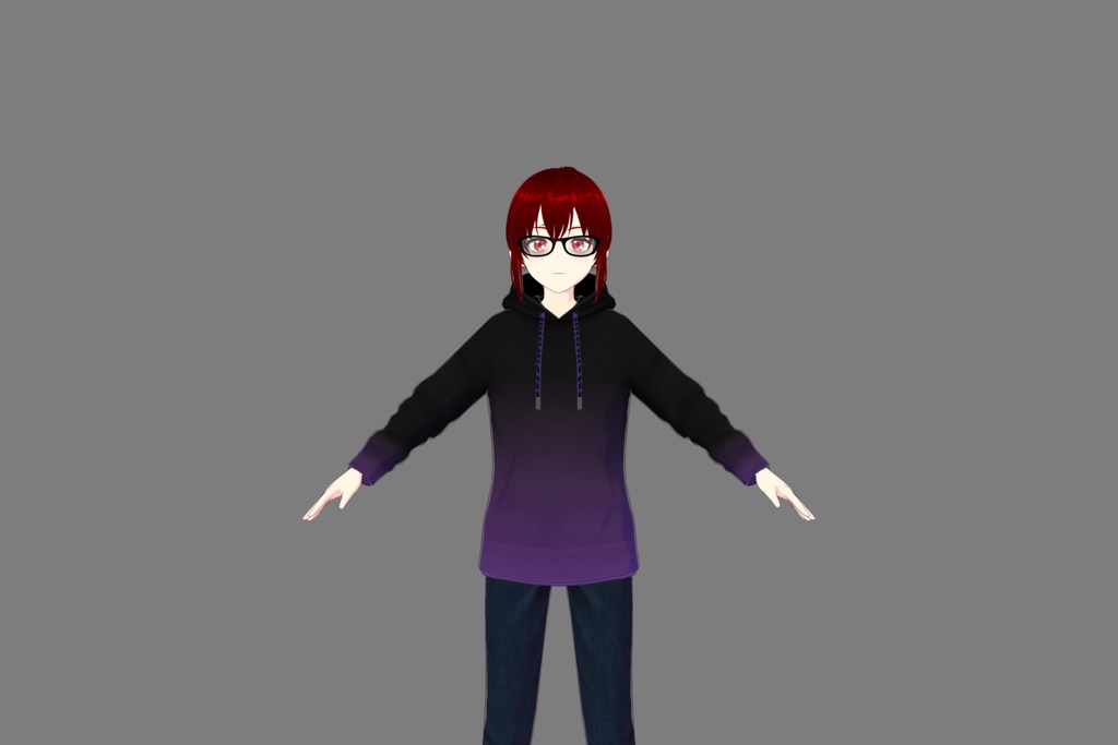 Black/Purple Gradient Vroid Hoodie
