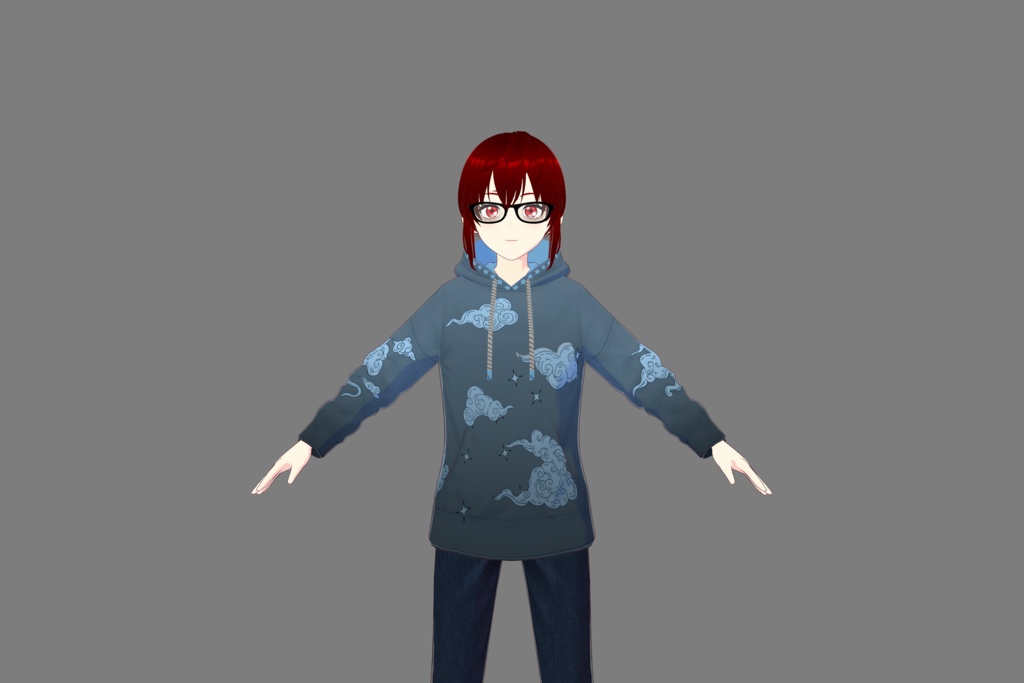 Blue Stars/Clouds Vroid Hoodie