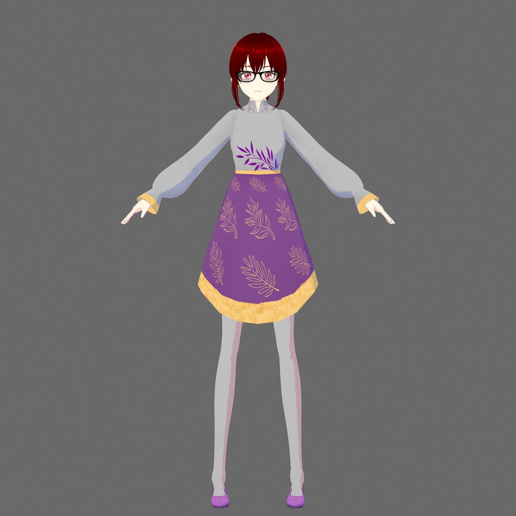 Purple/Grey Dress Vroid Outfit