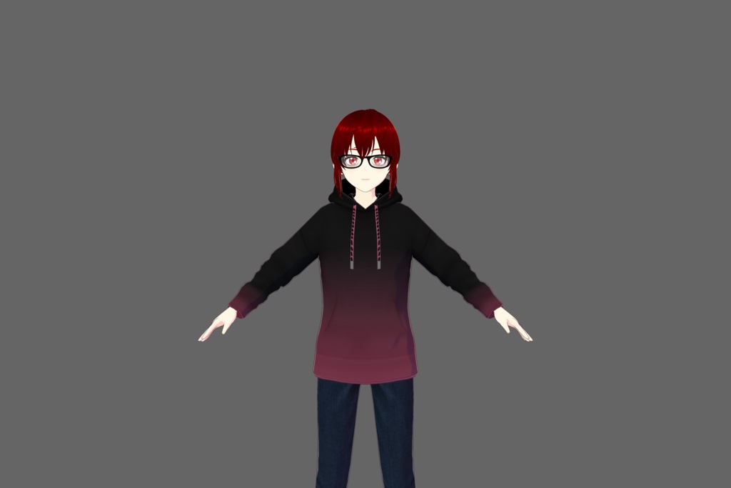 Black/Pink Gradient Vroid Hoodie