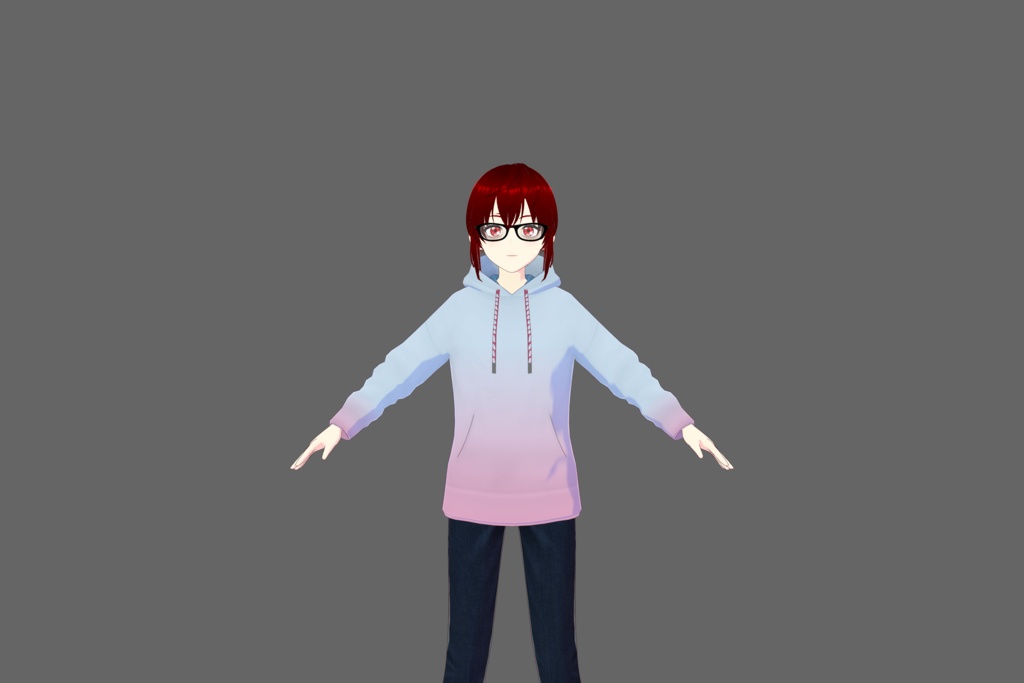 Blue/Pink Gradient Vroid Hoodie