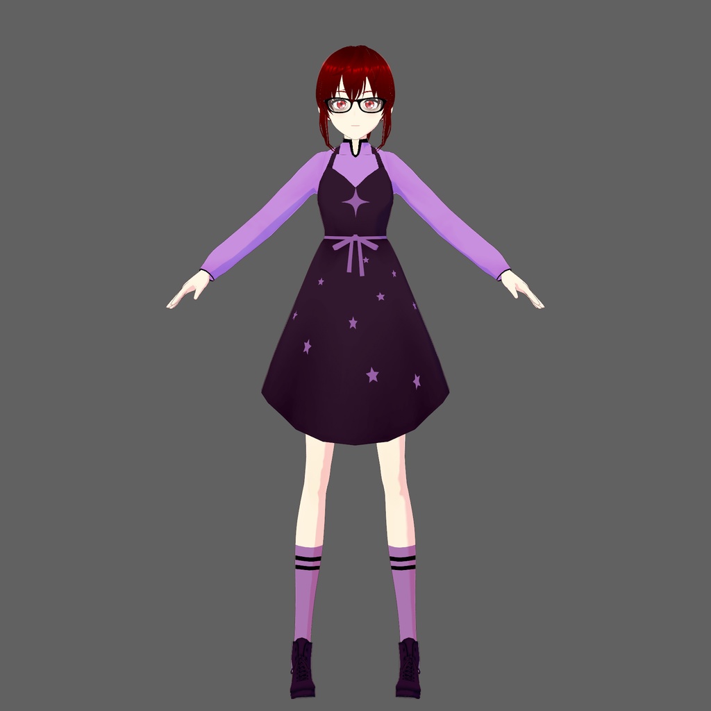 Purple Stars Dress Vroid Hoodie