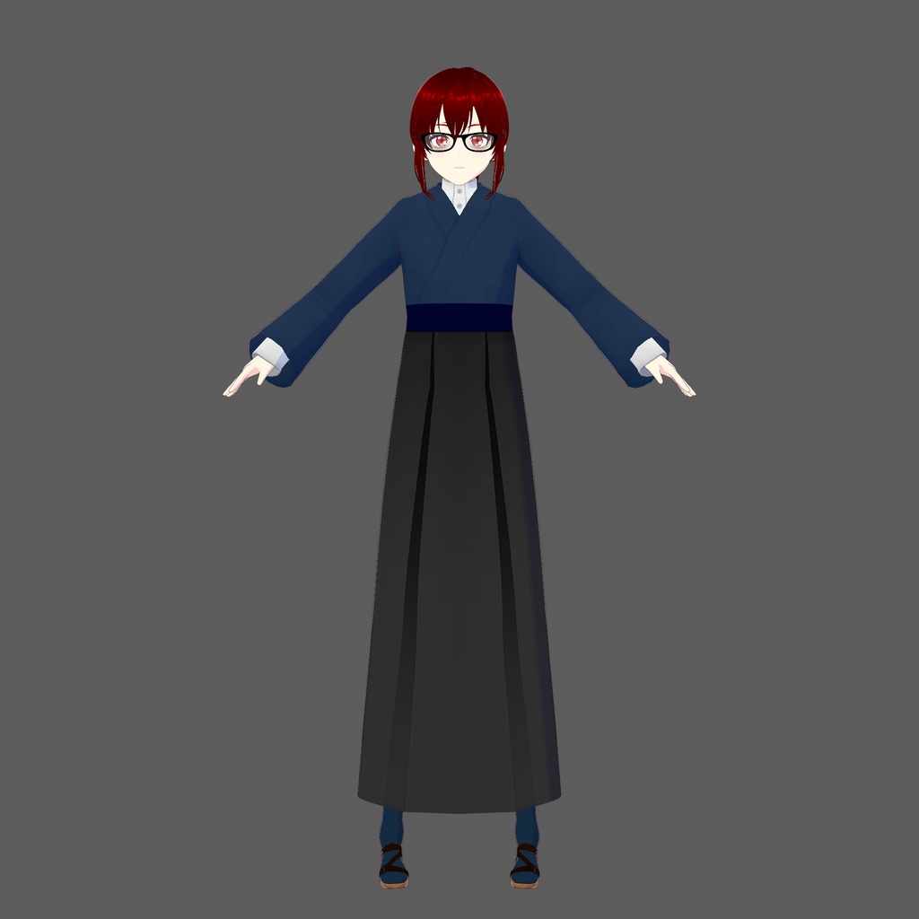 Blue/Grey Keiko-gi/Hakama Vroid Oufit