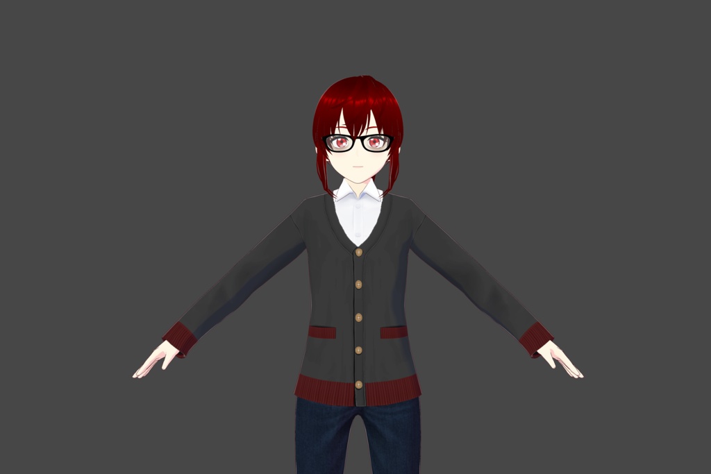 Grey/Red Vroid Sweater