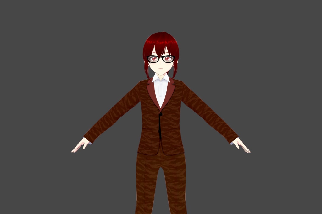 Brown Brushstroke-Pattern Vroid Suit