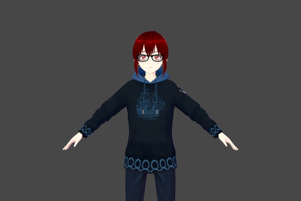 Blue Nautical Vroid Hoodie