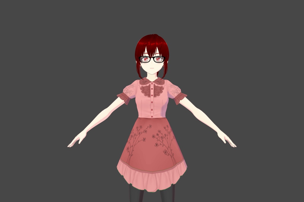 Warm Pink Floral Vroid Dress