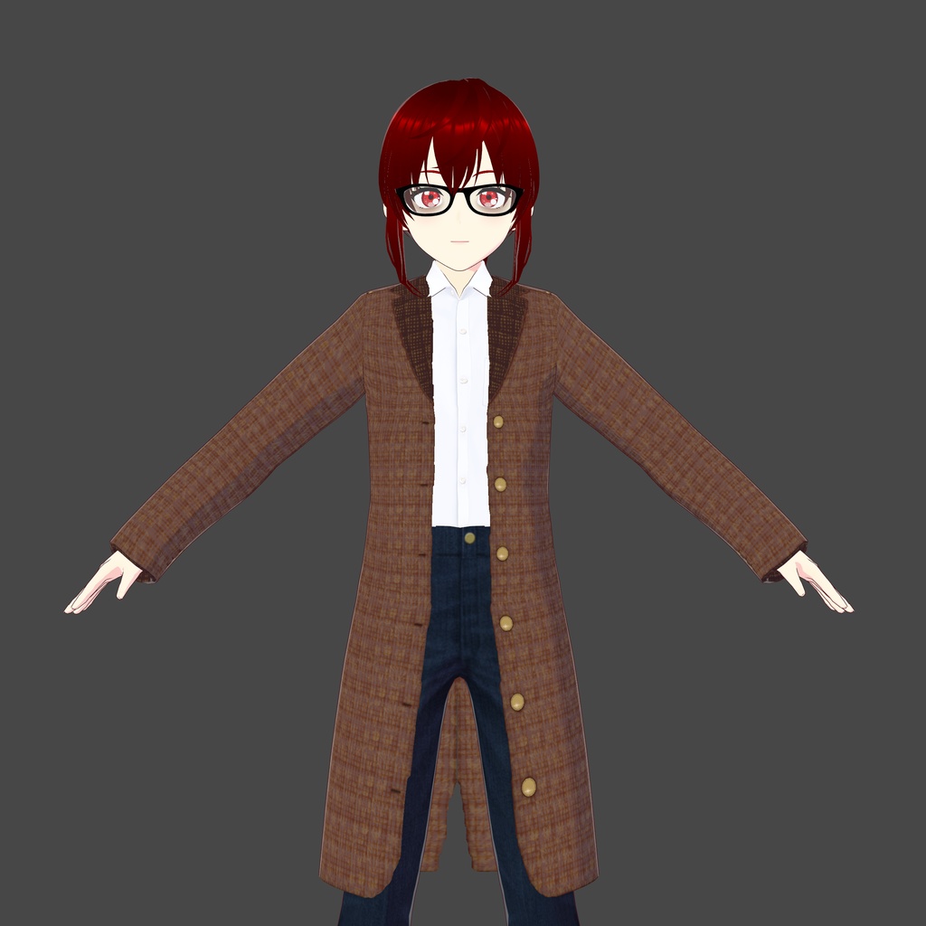 Reddish Brown Vroid Long Coat