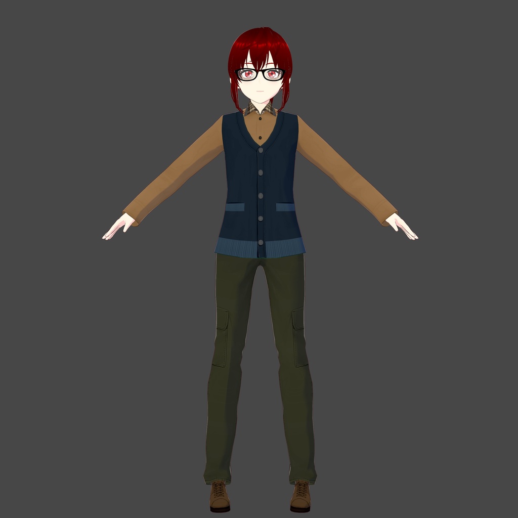 Brown/Green/Blue Semi-Casual Vroid Outfit