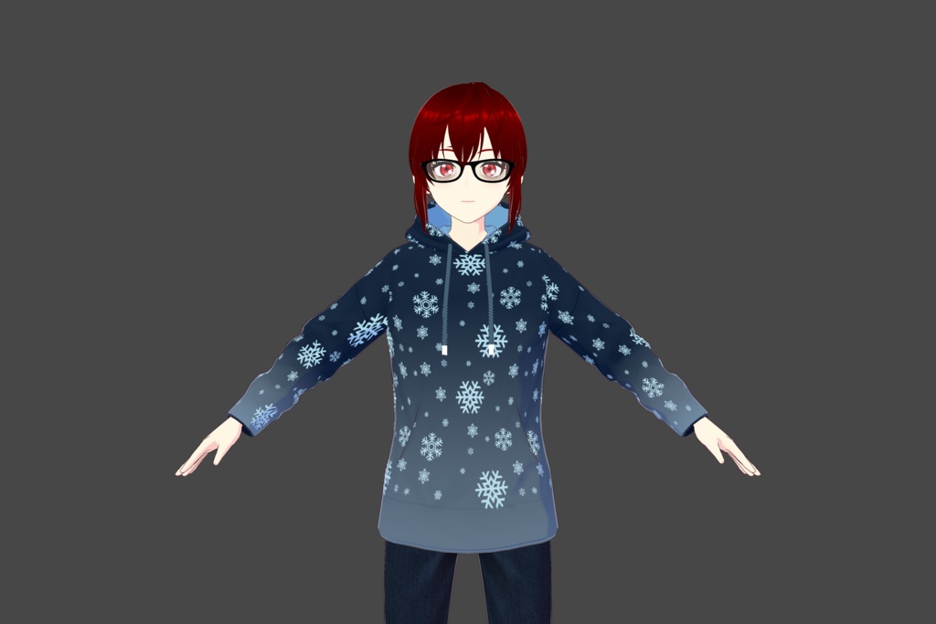 Blue Gradient Snowflakes Vroid Hoodie