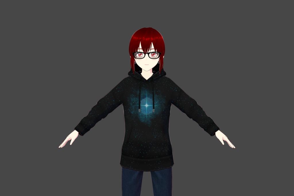 Black/Blue Supernova Vroid Hoodie