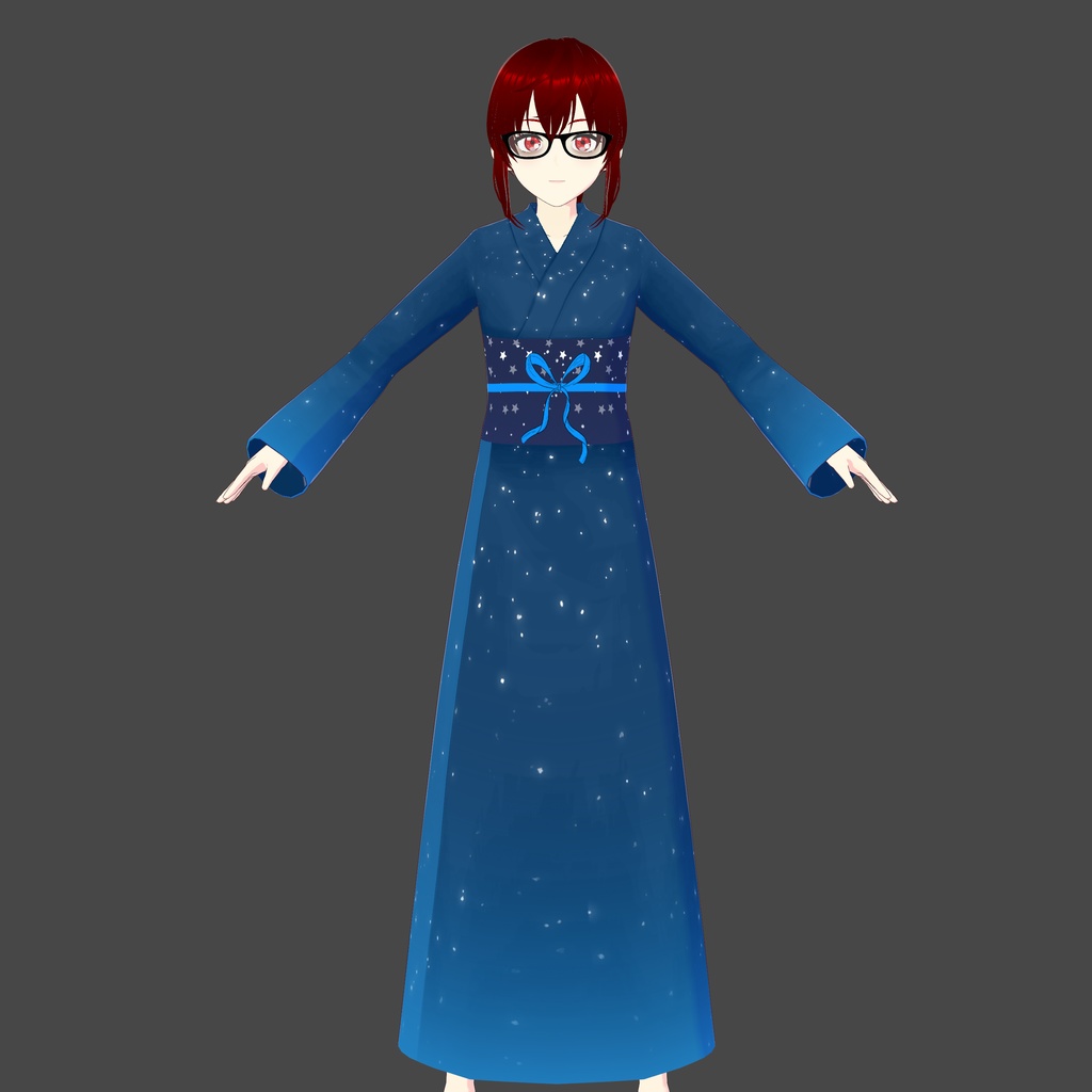 Blue Shiny Stars Vroid Kimono