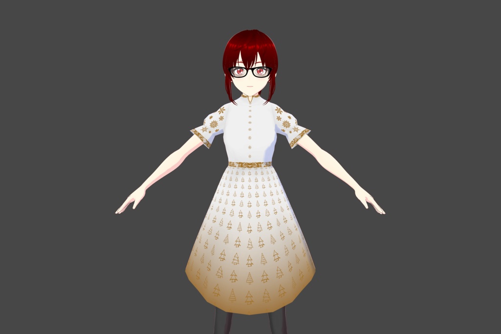 White/Gold Christmas Vroid Dress
