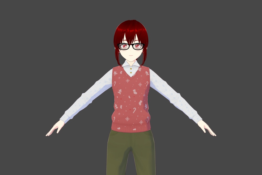 Red Christmas Sweater Vroid Shirt 
