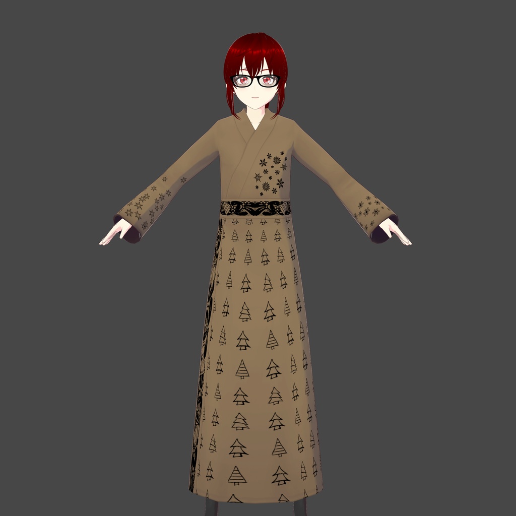 Brown/Black Vroid Christmas Kimono 