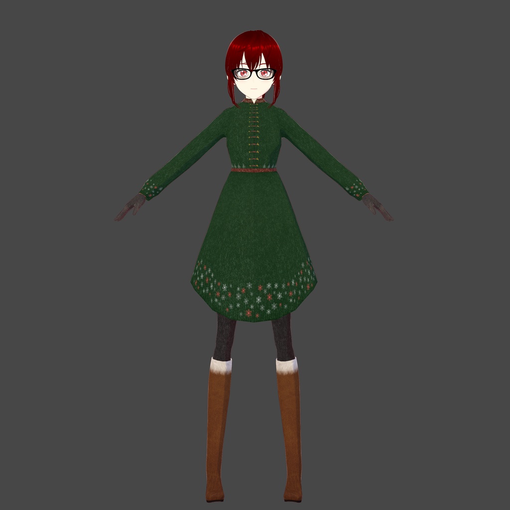 Green Christmas Vroid Dress Outfit