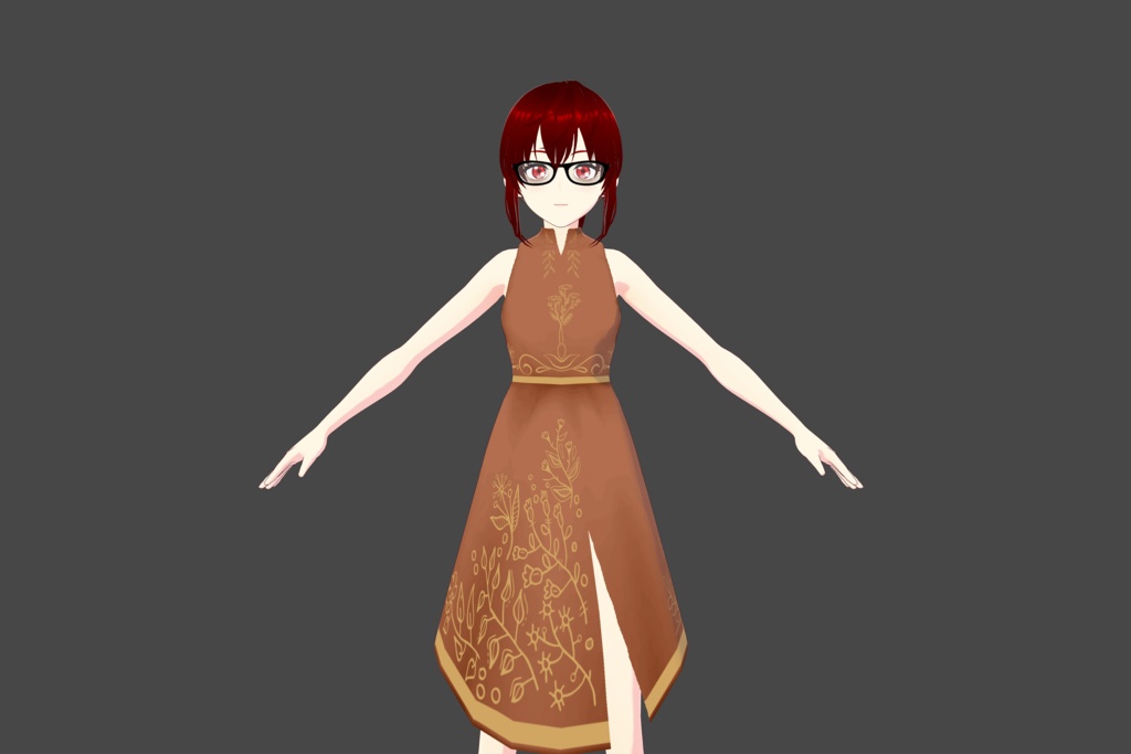 Bronze Sleeveless Vroid Dress