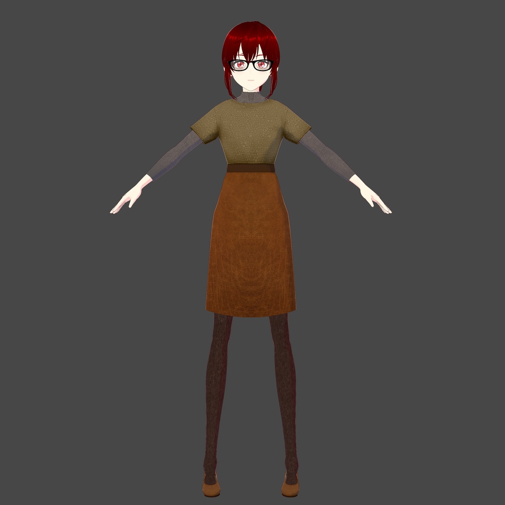 Brown Leather Skirt Vroid Outfit