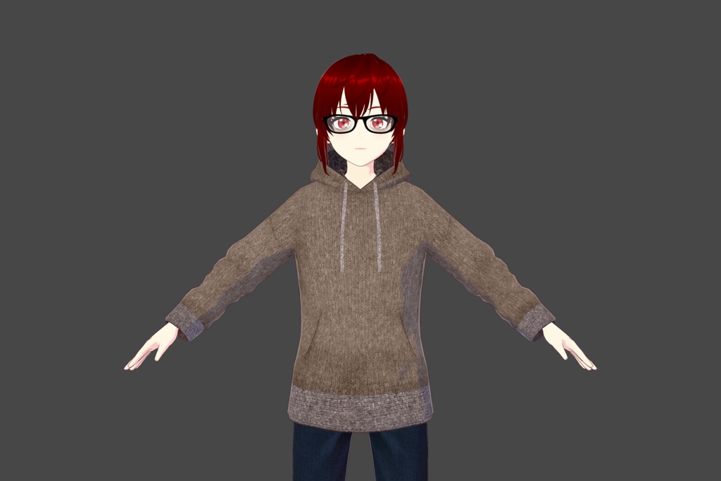Brown Wool Vroid Hoodie