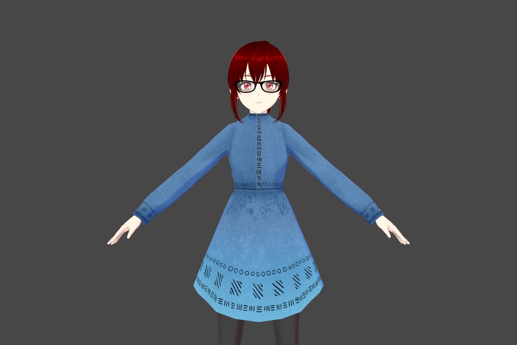 Blue Splotched Vroid Dress