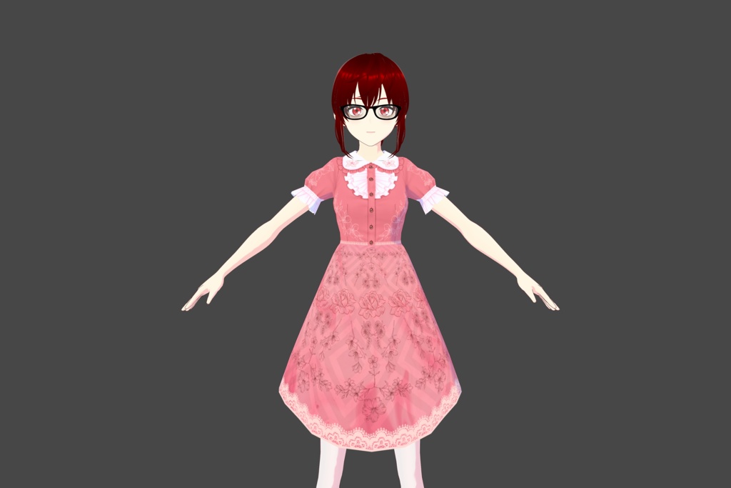 Fancy Pink Floral Vroid Dress