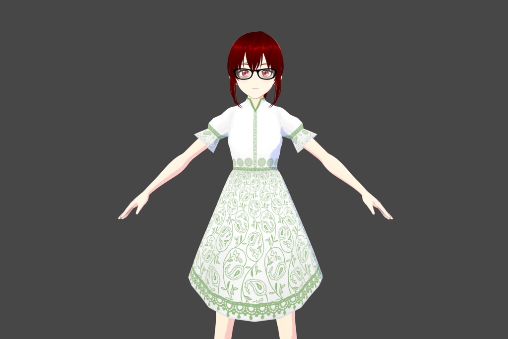 White/Green Vroid Dress
