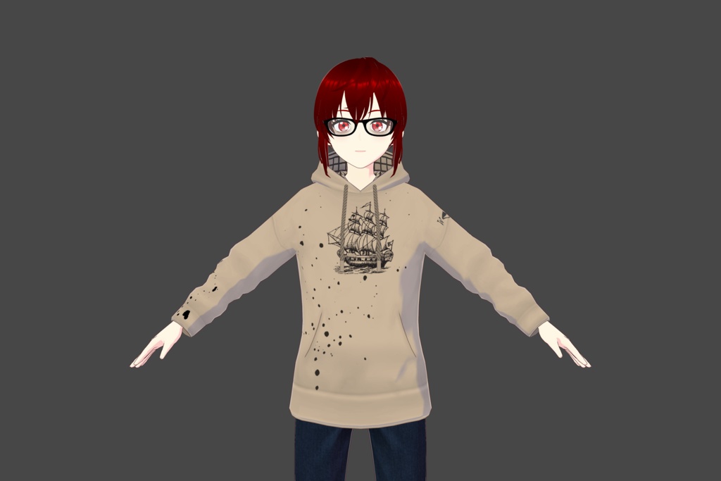 Brown Nautical Vroid Hoodie