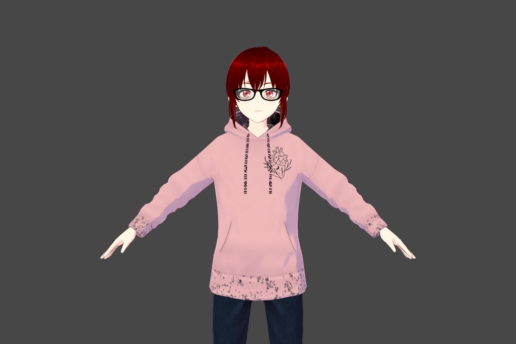 Pink "Realistic" Heart Vroid Hoodie