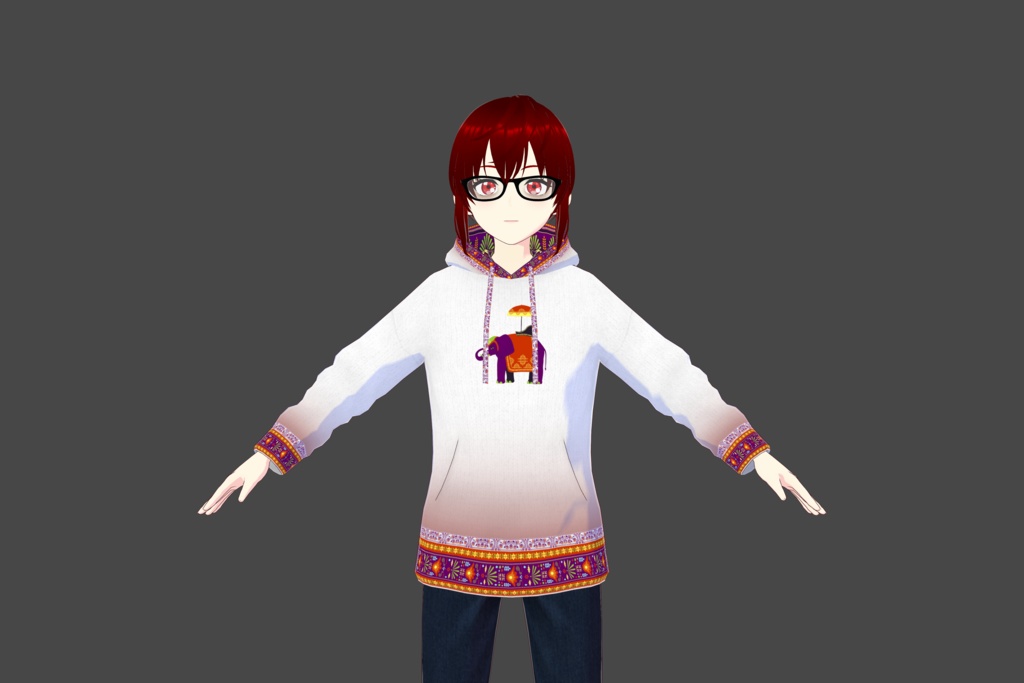 White/Purple Indian-Style Elephant Hoodie