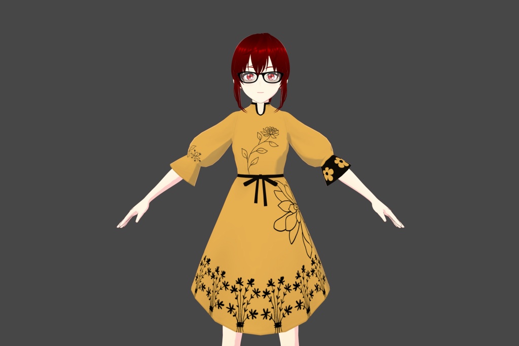 Yellow Floral Vroid Dress