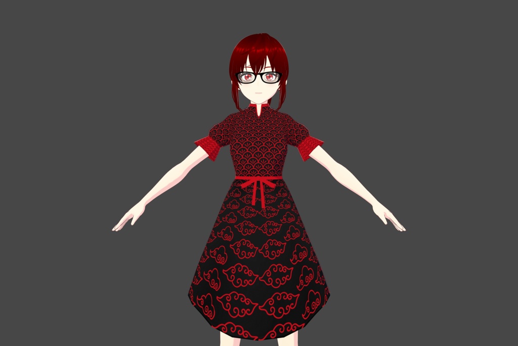 Black Red Vroid Dress