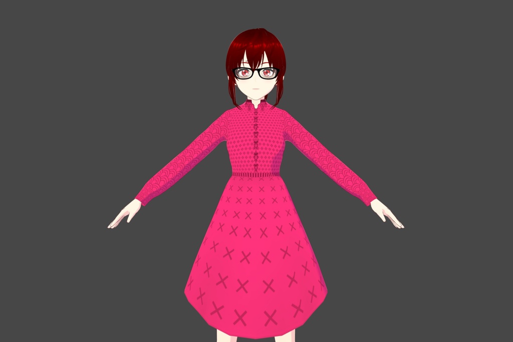 Dark Pink Vroid Dress