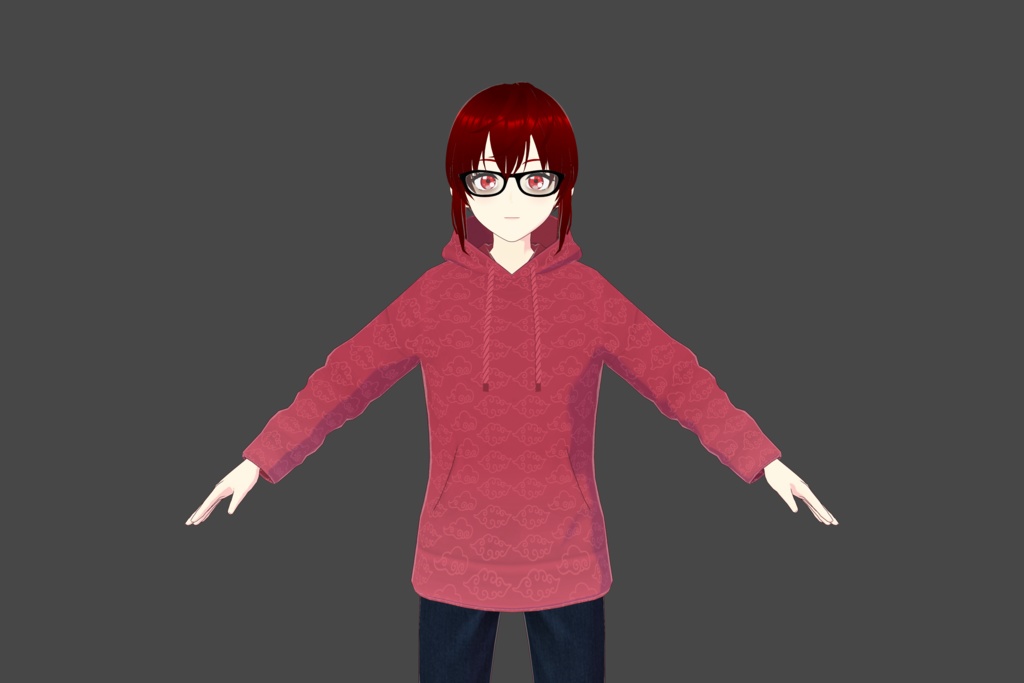 Dark Pink "Cloud Pattern" Vroid Hoodie