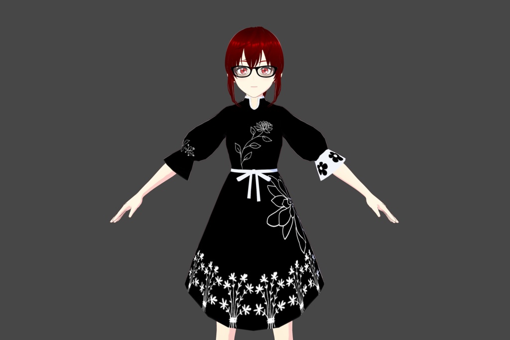 Black/White Floral Vroid Dress