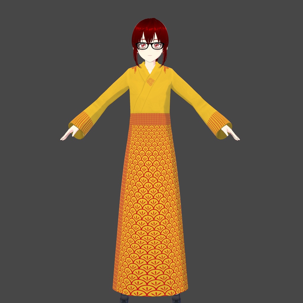 Yellow/Red Vroid Kimono