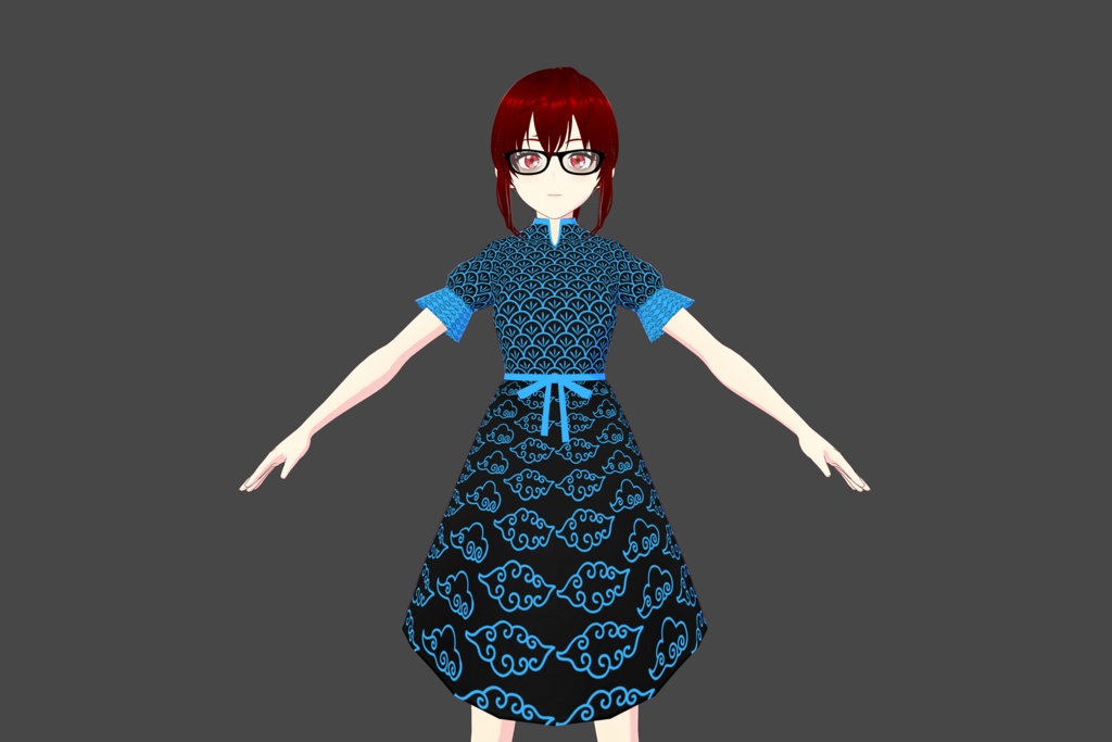 Black Blue Vroid Dress