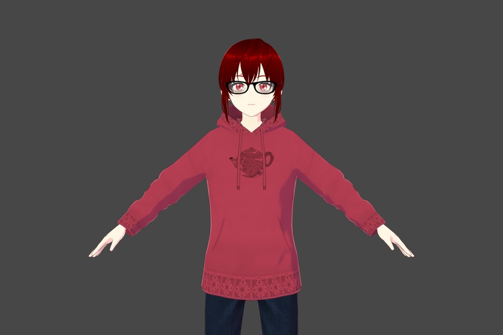 Dark Pink Teapot Vroid Hoodie