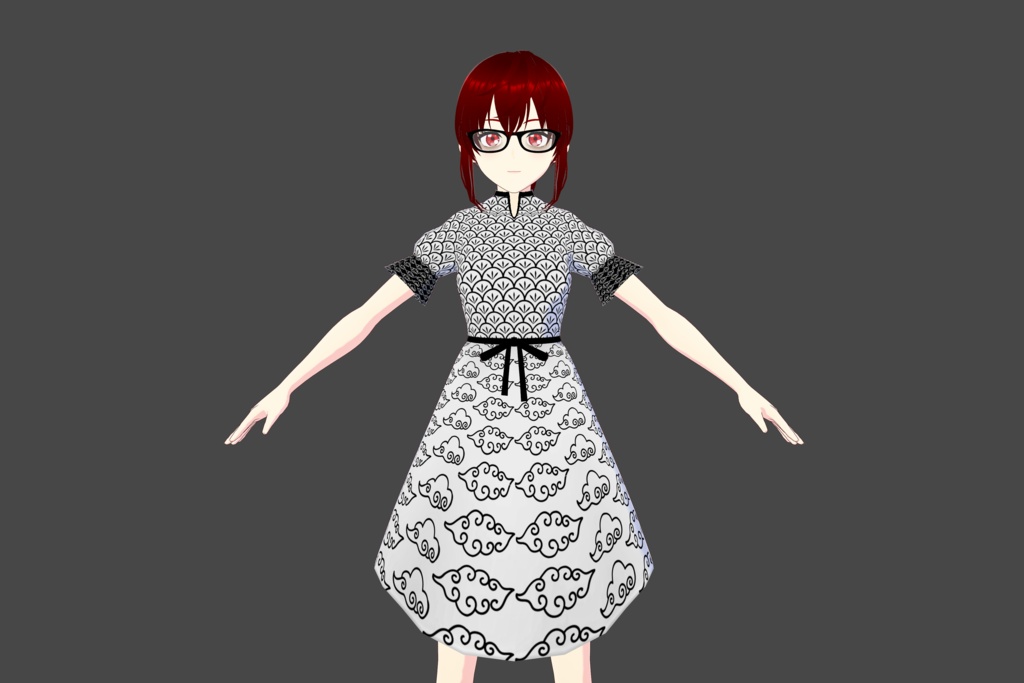 White Black Vroid Dress