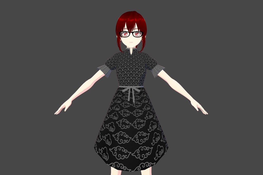 Black Grey Vroid Dress