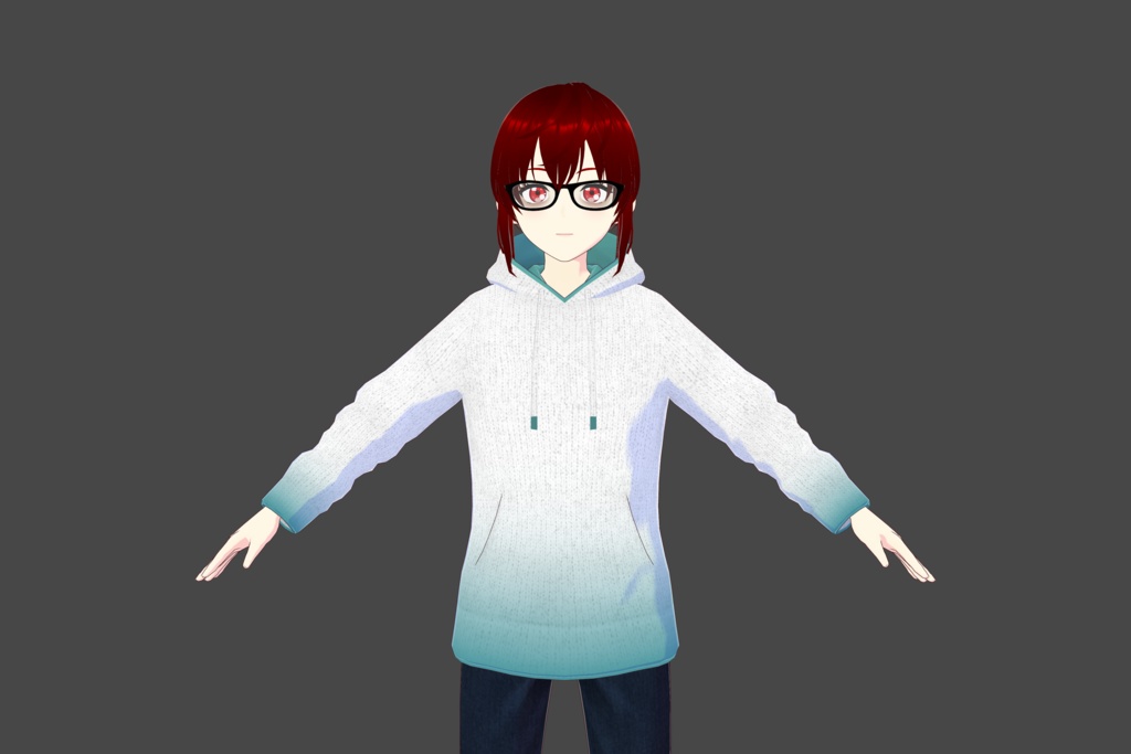 White/Blue Vroid Hoodie
