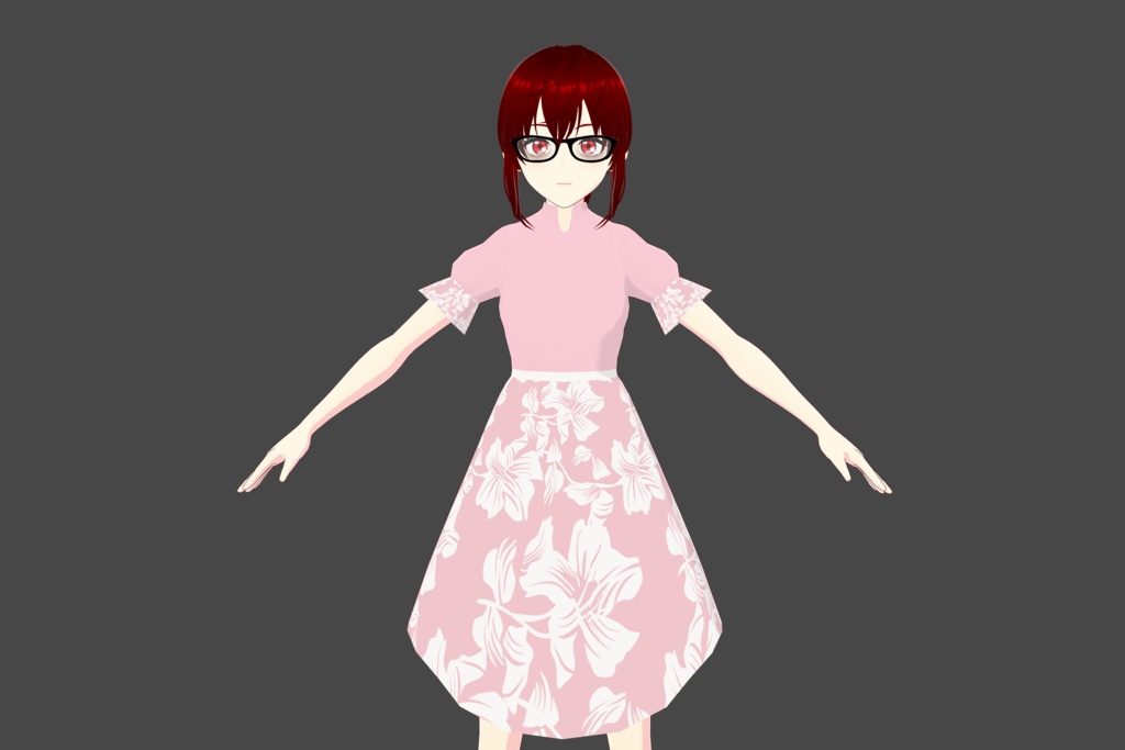 Pink/White Floral Vroid Dress